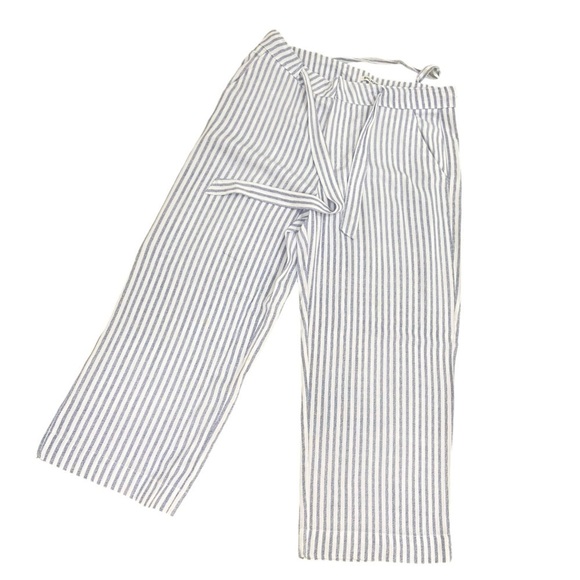 NWT Rag Poets 2 piece striped blue & white cropped pant & cap sleeve top medium - Picture 14 of 16